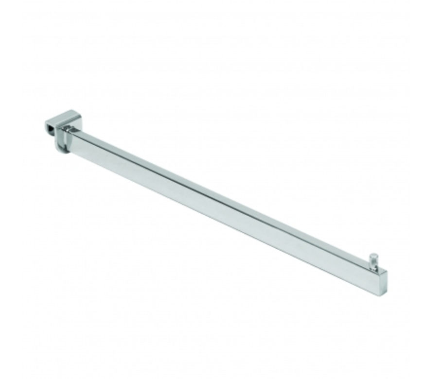 Braccio espositivo diritto con attacco tubo rettangolare 30x10 mm.