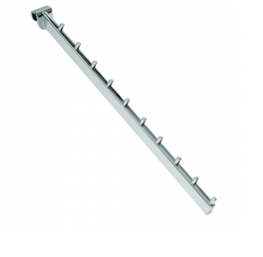 Braccio espositivo inclinato con attacco tubo rettangolare 30x10 mm