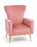 Poltrona il velluto rosa con piedi oro
