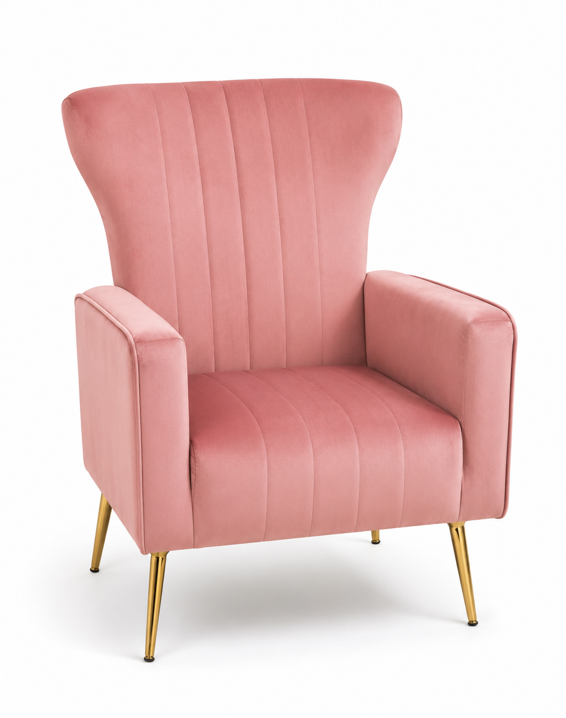 Poltrona il velluto rosa con piedi oro